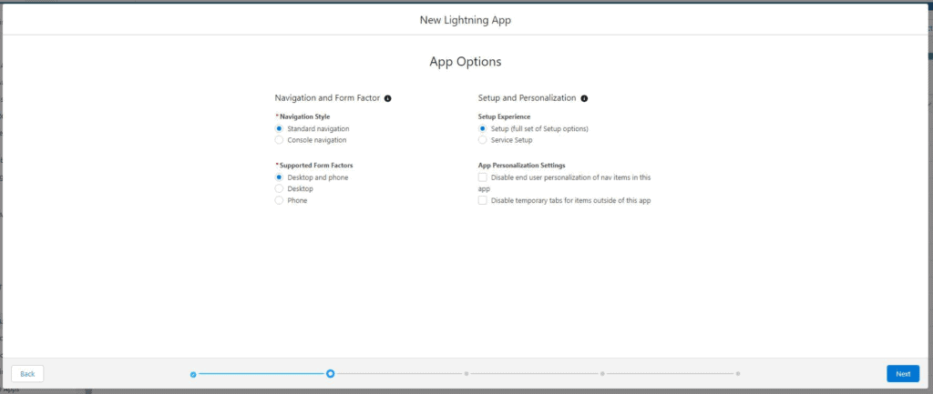 Screenshot of Salesforce App Manager app options screen.