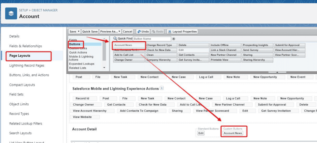 Screenshot of Salesforce Object Manager Page Layout section. 