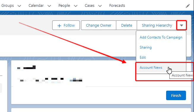 Screenshot of Salesforce Record detail page buttons.