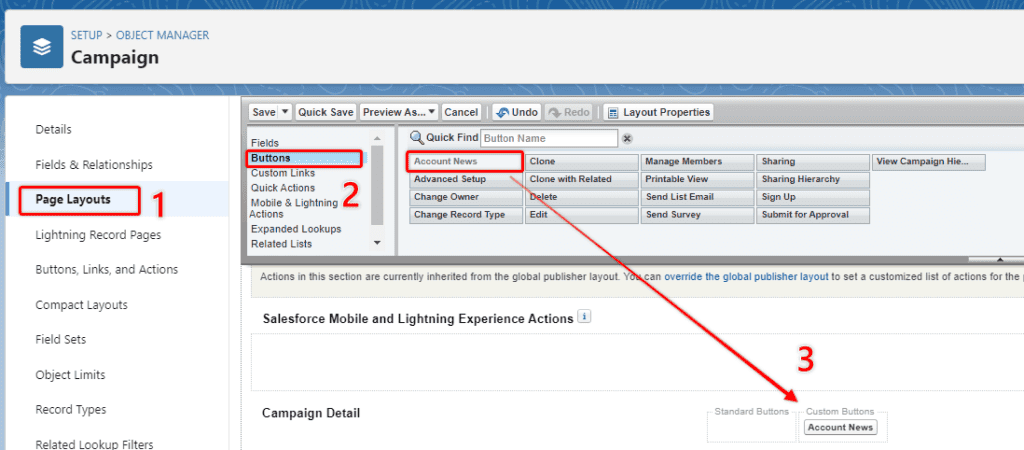 Screenshot of Salesforce object Manager Page Layout section.
