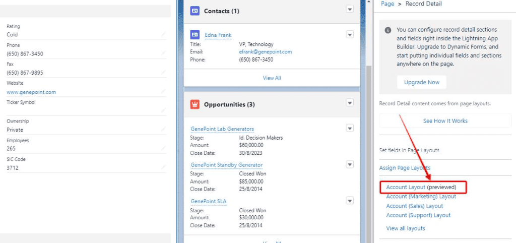 Screenshot of Salesforce Lightning App builder interface.