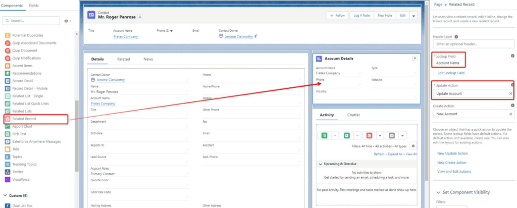 Screnshot of Salesforce App Builder interface.