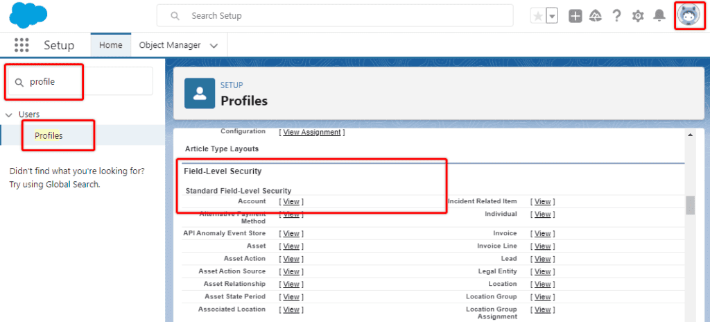 Screenshot of Salesforce Field Level Security screen.