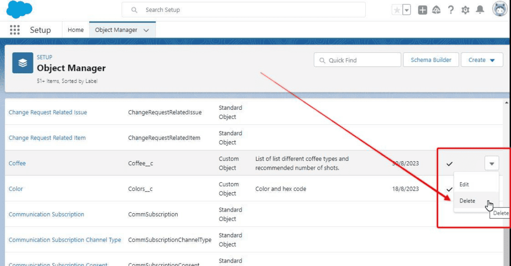 Screenshot of Salesforce Object Manager