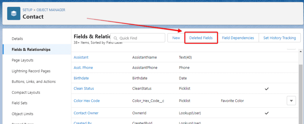 Screenshot of Salesforce Object Manager.