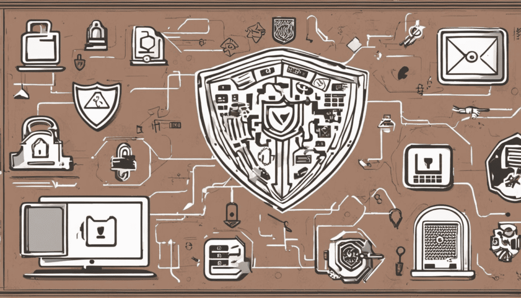 Vector illustration of copmuter security icons.
