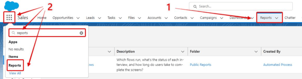 Screenshot of Salesforce report builder interface.