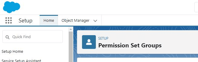 Screenshot of permission Set Groups page in Salesforce Setup.